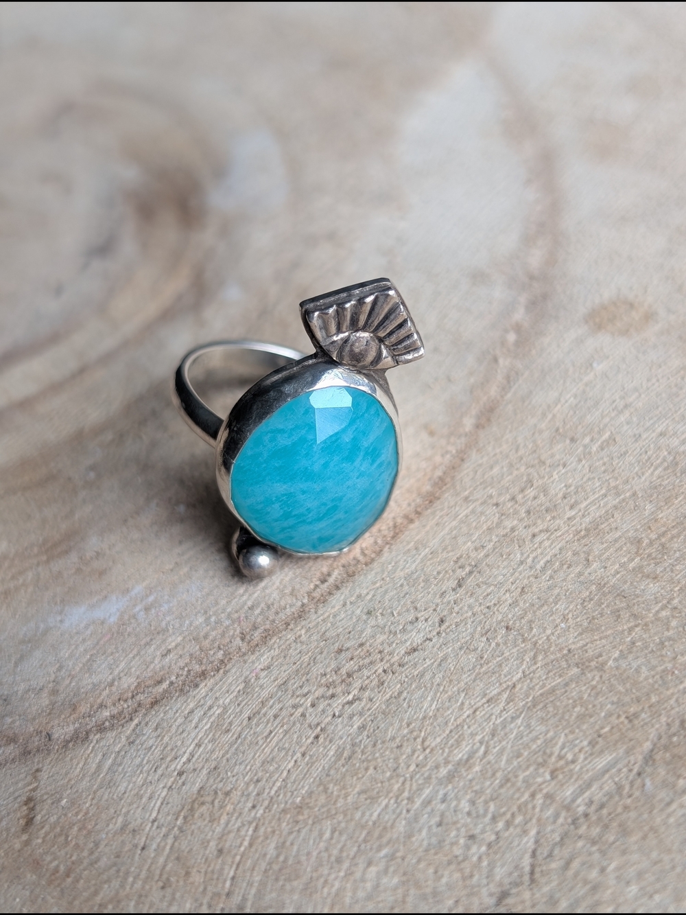 Handcrafted Silver Ring with Amazonite Stone